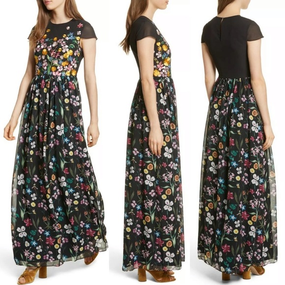 Ted Baker RARE Mariz Hampton Floral Long Maxi Gown Dress - Picture 2 of 8